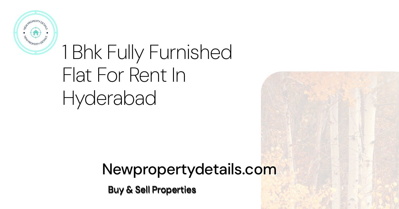 1 Bhk Fully Furnished Flat For Rent In Hyderabad